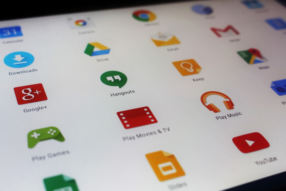 different coloured icons on a tablet