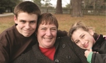 Loving mother with her children