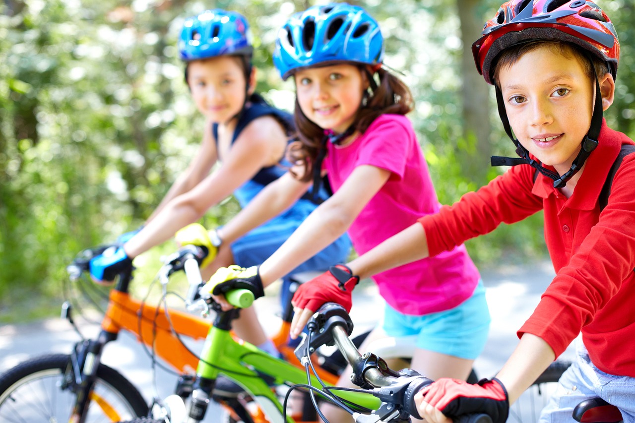 Children riding bikes