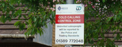 Cold calling control zone street sign