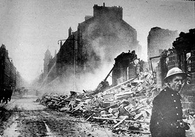 Hosing of Brown's Buildings in Dumbarton Road after the Blitz