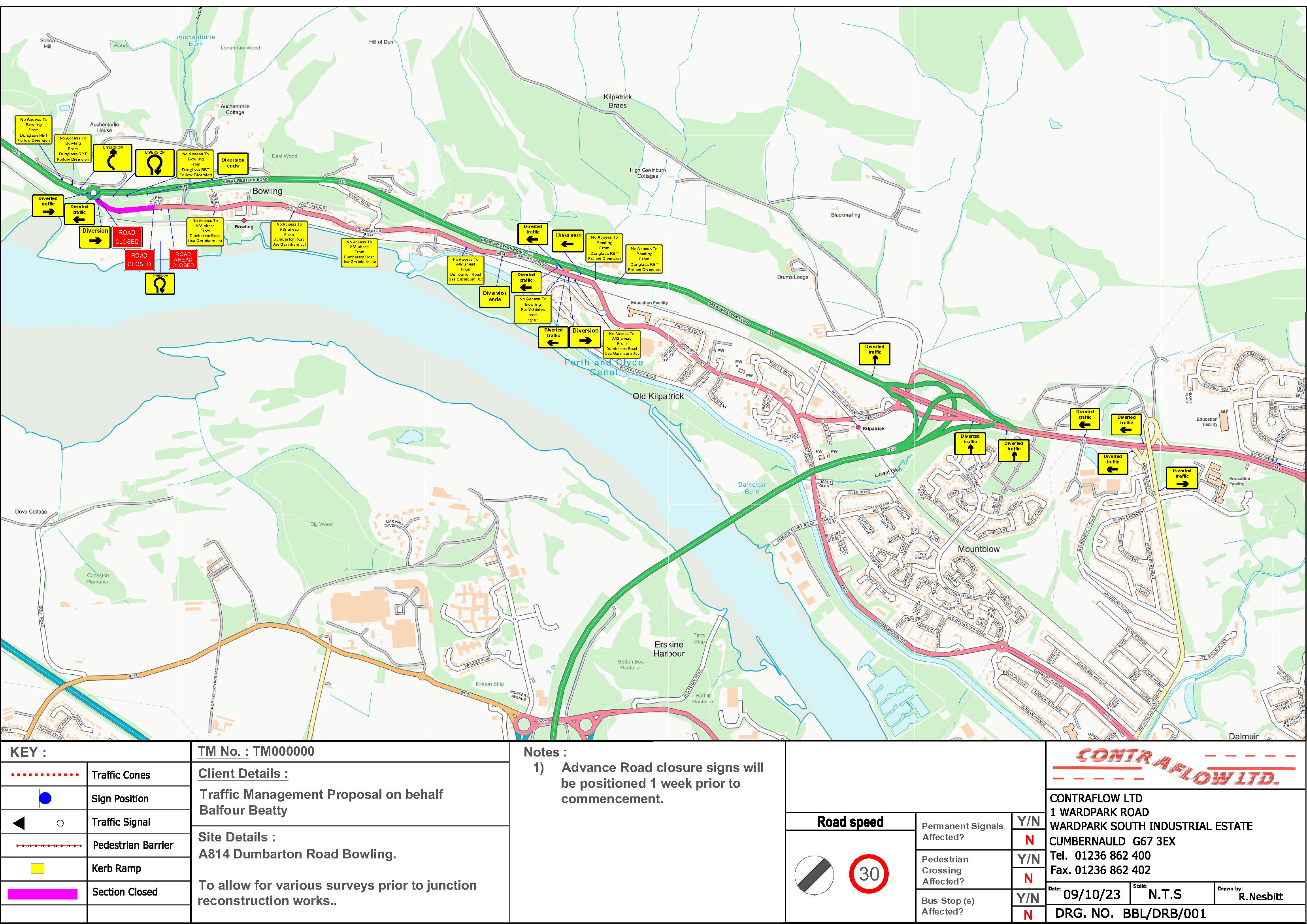 RN Closure - A814 Dumbarton Road, Bowling