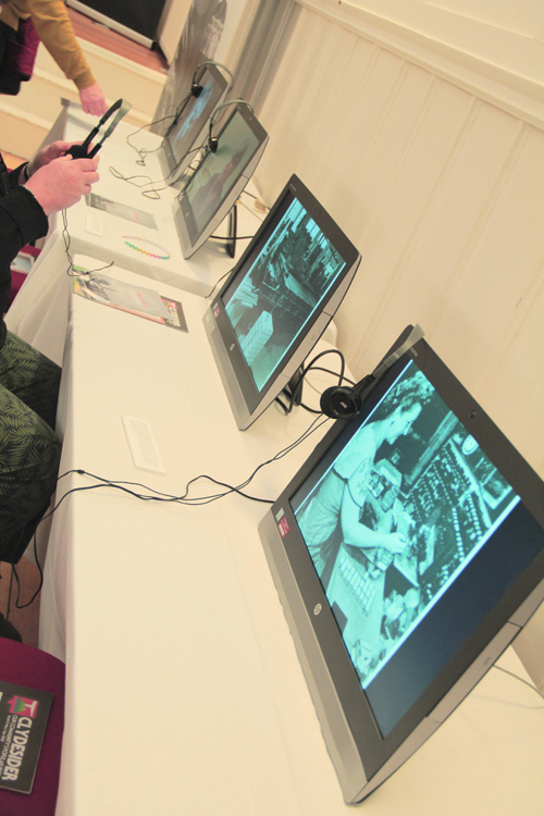 image of Looking at films on monitor