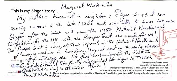 image of Singer Stories Postcard