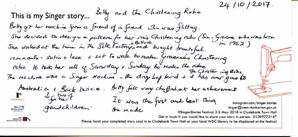 image of 4th Singer Stories Postcard - This is my Singer story