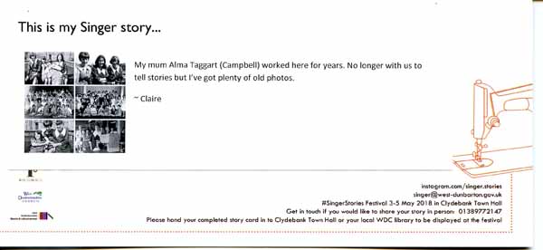 image of 5th Singer Stories Postcard - This is my Singer story