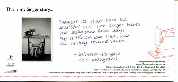 image of 7th Singer Stories Postcard - This is my Singer story