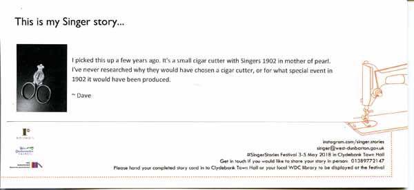 image of 9th Singer Stories Postcard - This is my Singer story