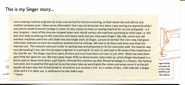 image of 10th Singer Stories Postcard - This is my Singer story