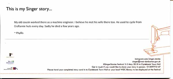 image of 11: Singer Stories Postcard - This is my Singer story