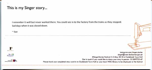 image of 13:  Singer Stories Postcard - This is my Singer story