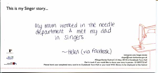 image of 14:  Singer Stories Postcard - This is my Singer story