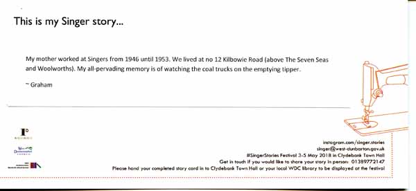 image of 15:  Singer Stories Postcard - This is my Singer story