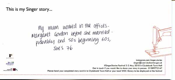 image of 16:  Singer Stories Postcard - This is my Singer story