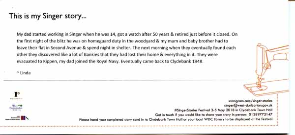 image of 19:  Singer Stories Postcard - This is my Singer story