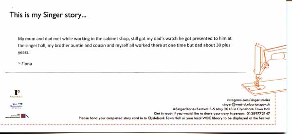 image of 20:  Singer Stories Postcard - This is my Singer story