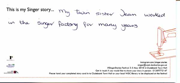 image of 27:  Singer Stories Postcard - This is my Singer story