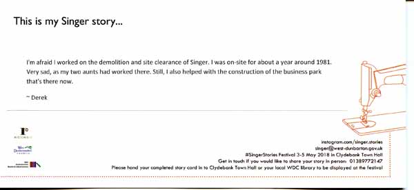 image of 28:  Singer Stories Postcard - This is my Singer story