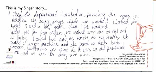 image of 29:  Singer Stories Postcard - This is my Singer story