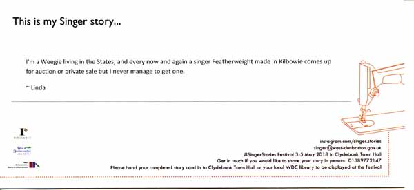 image of Singer Stories Postcard 50