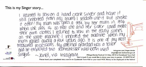 image of Singer Stories Postcard 68