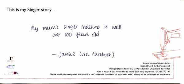 image of Singer Stories Postcard 75