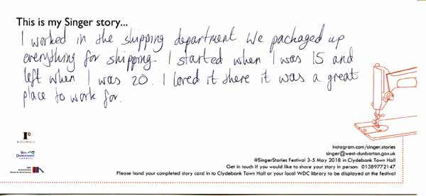 image of Singer Stories Postcard 81