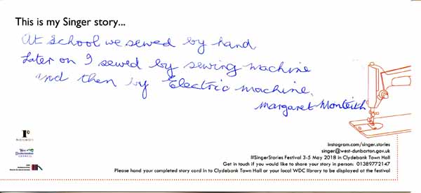 image of Singer Stories Postcard 85