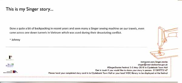 image of Singer Stories Postcard 88