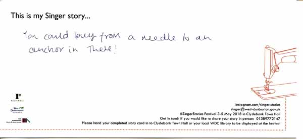 image of Singer Stories Postcard 94