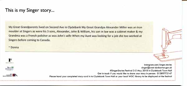 image of Singer Stories Postcard 100