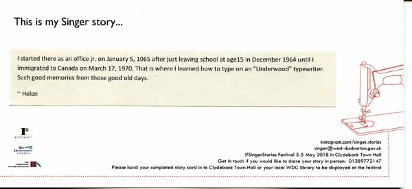 image of Singer Stories Postcard 109