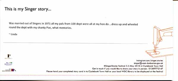 image of Singer Stories Postcard 112