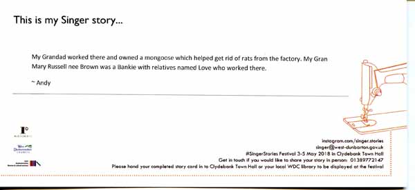 image of Singer Stories Postcard 122