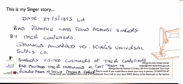 image of Singer Stories Postcard 124