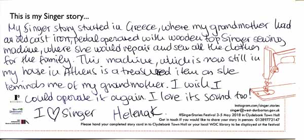 image of Singer Stories Postcard 130