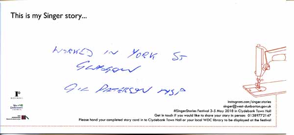 image of Singer Stories Postcard 138