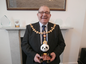 Pass the panda - Penny the Panda with the Provost