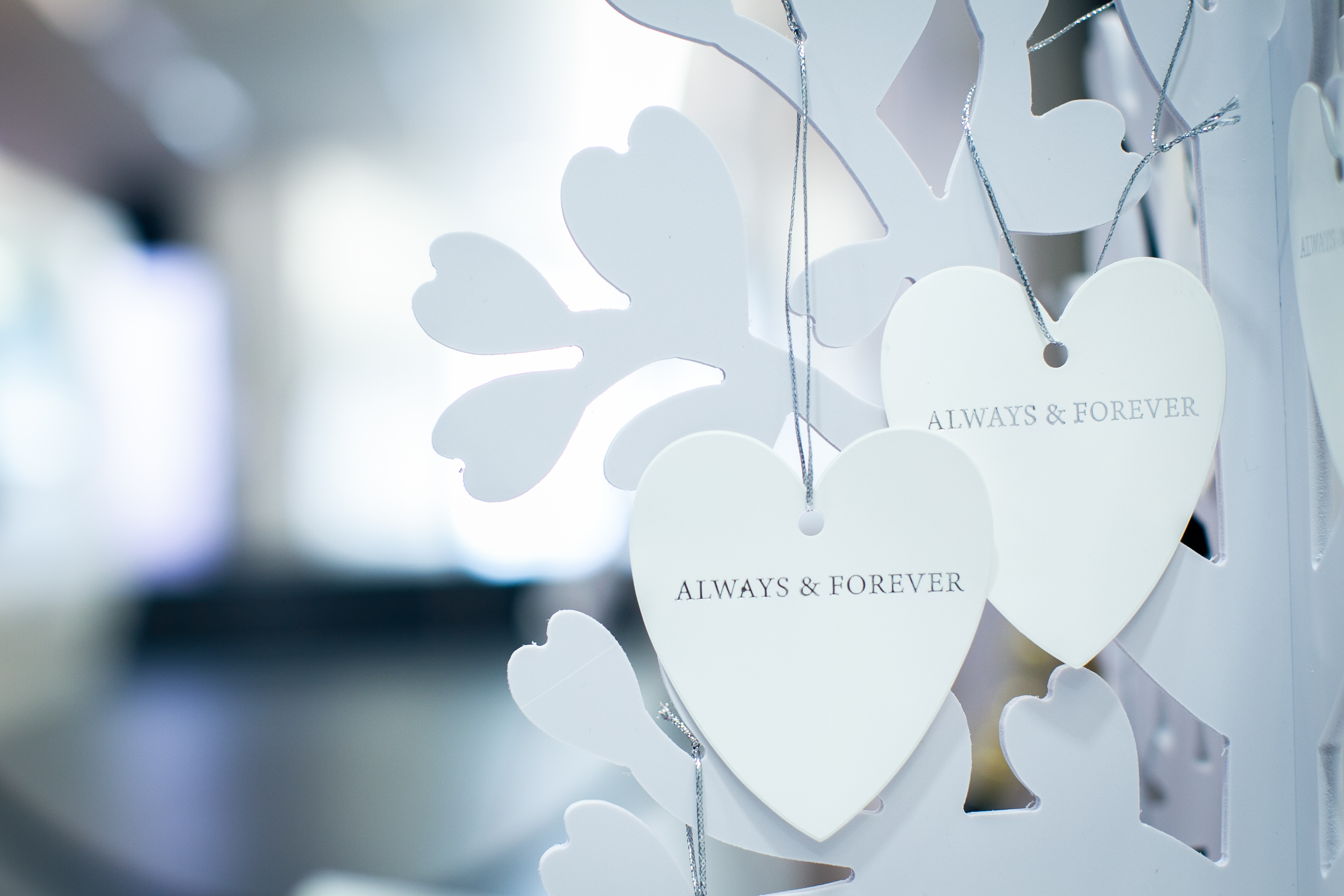 image of Wedding Venue Dressing - names on hearts on a tree