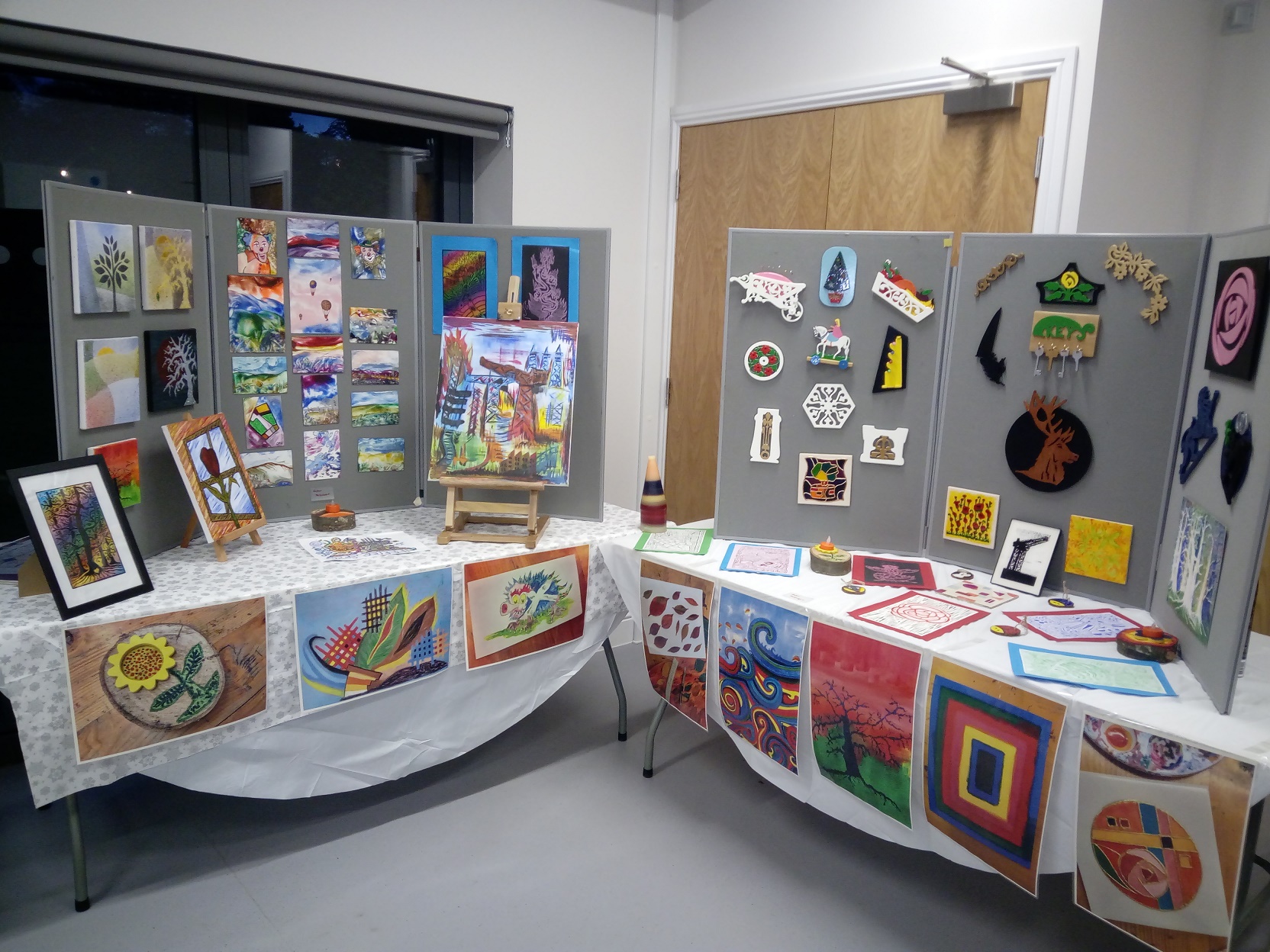 image of Table and boards set up for Art Exhibition