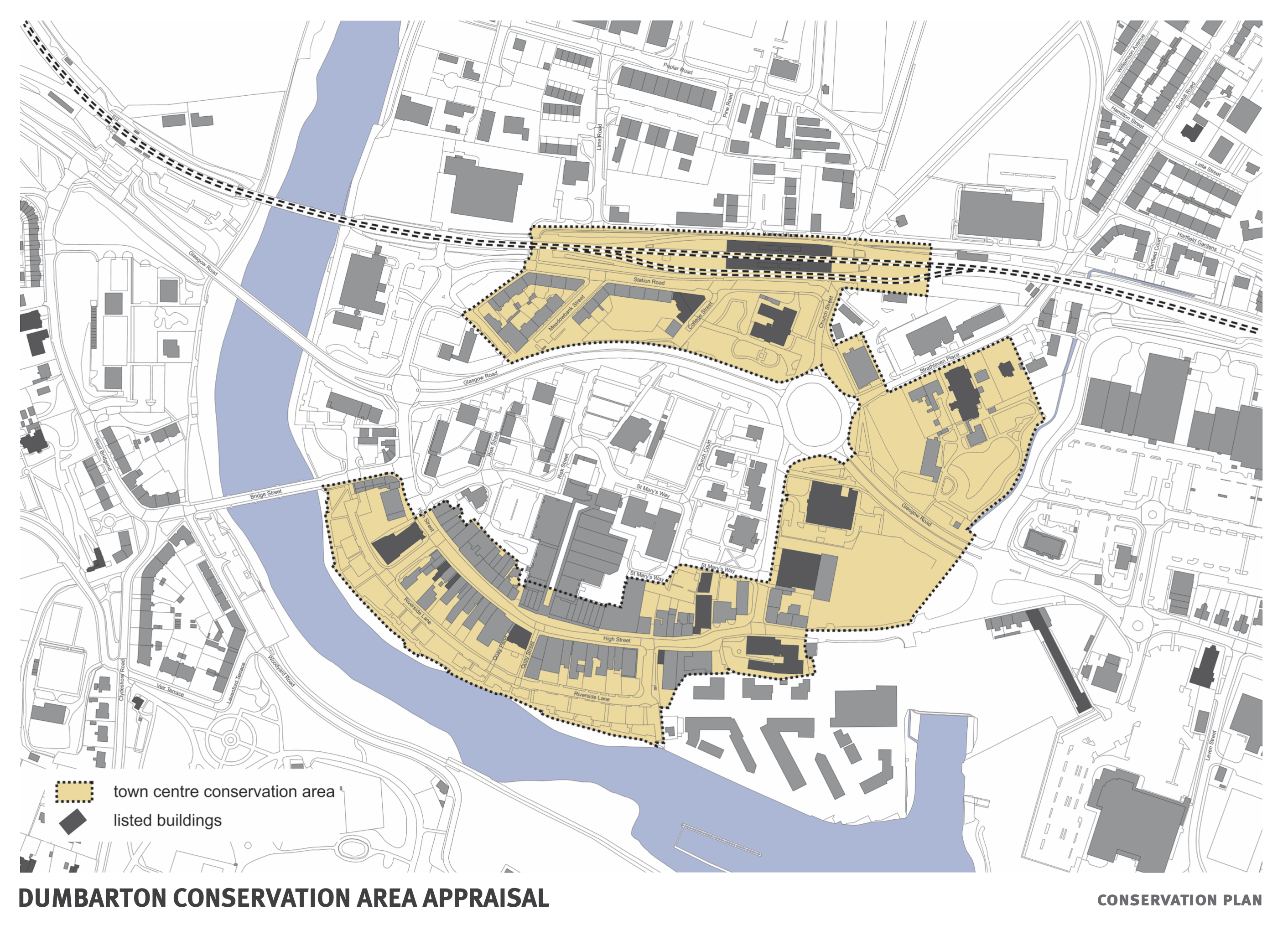 image of plan showing extent of Dumbarton Town Centre Conservation Area