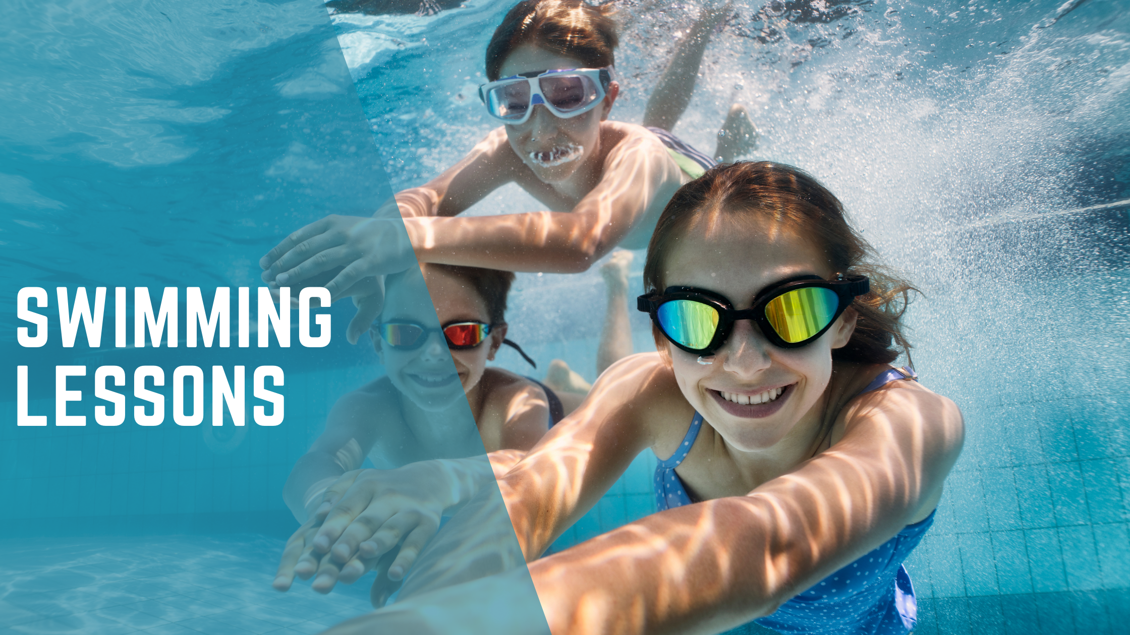 Kids swimming under water 