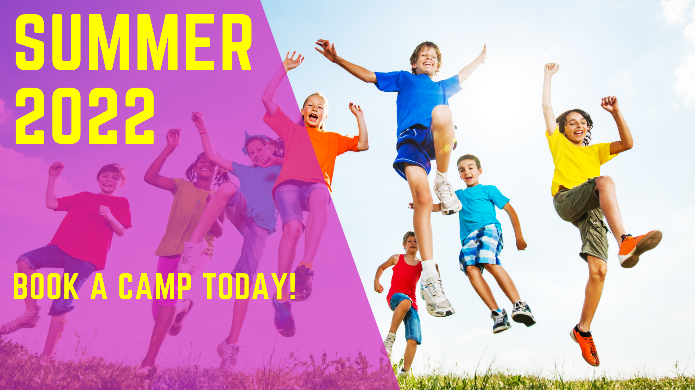 Summer 2022 banner - kids jumping