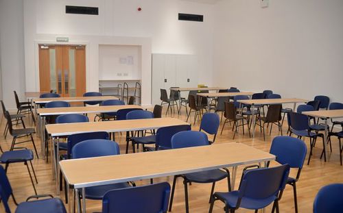 Games hall with tables and chairs