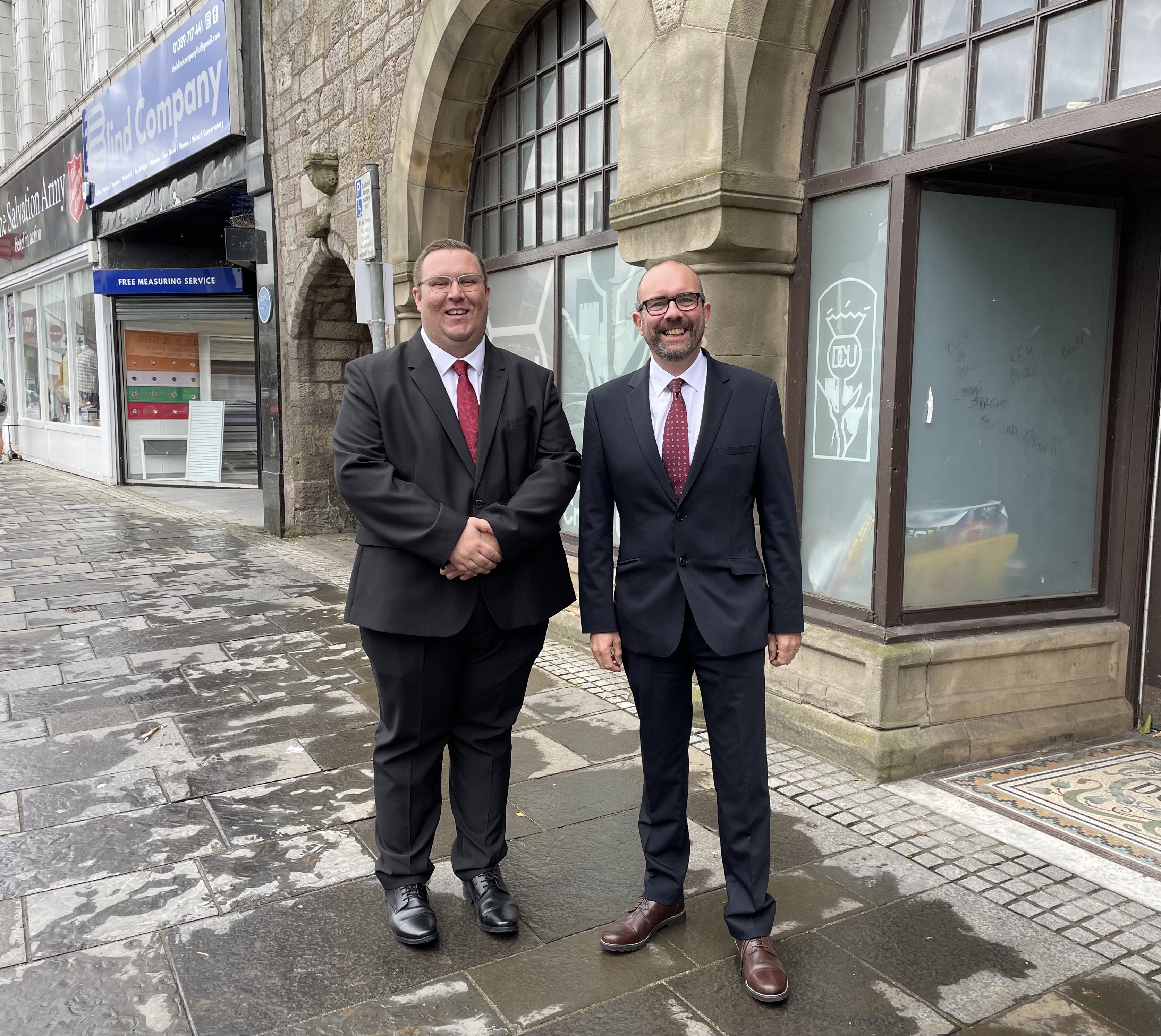 Councillors Craig Edward And David Mcbride On Dumbarton High Street