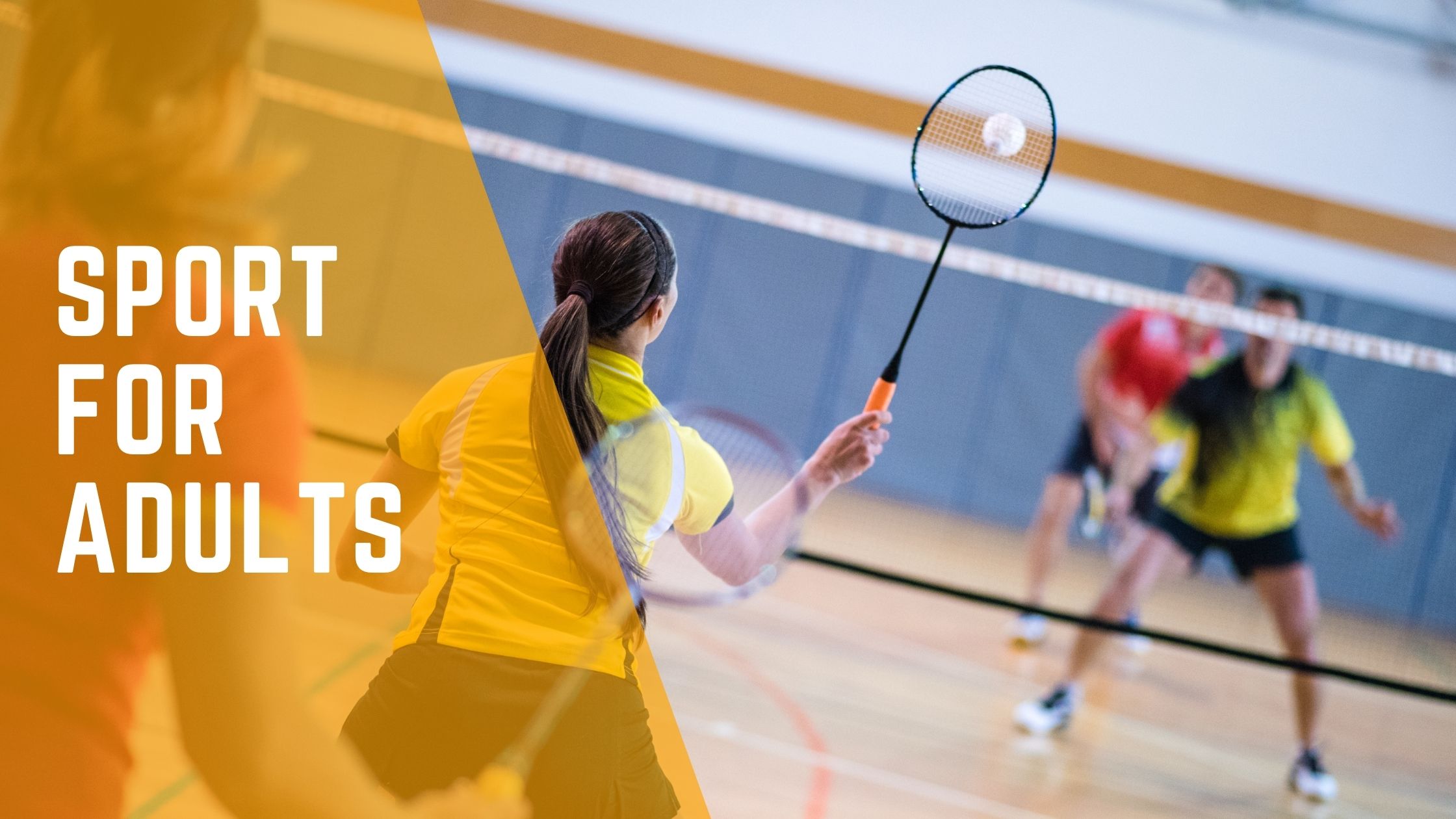 Adults playing badminton