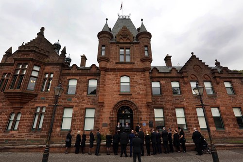 Municipal Buildings in Dumbarton - Peter Hessett read out the official proclamation statement