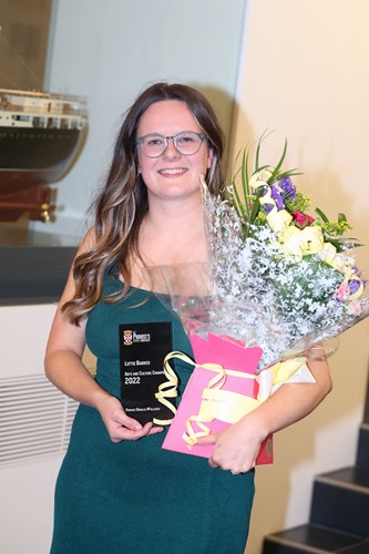 Lottie Barker with her Arts and Culture Champion award