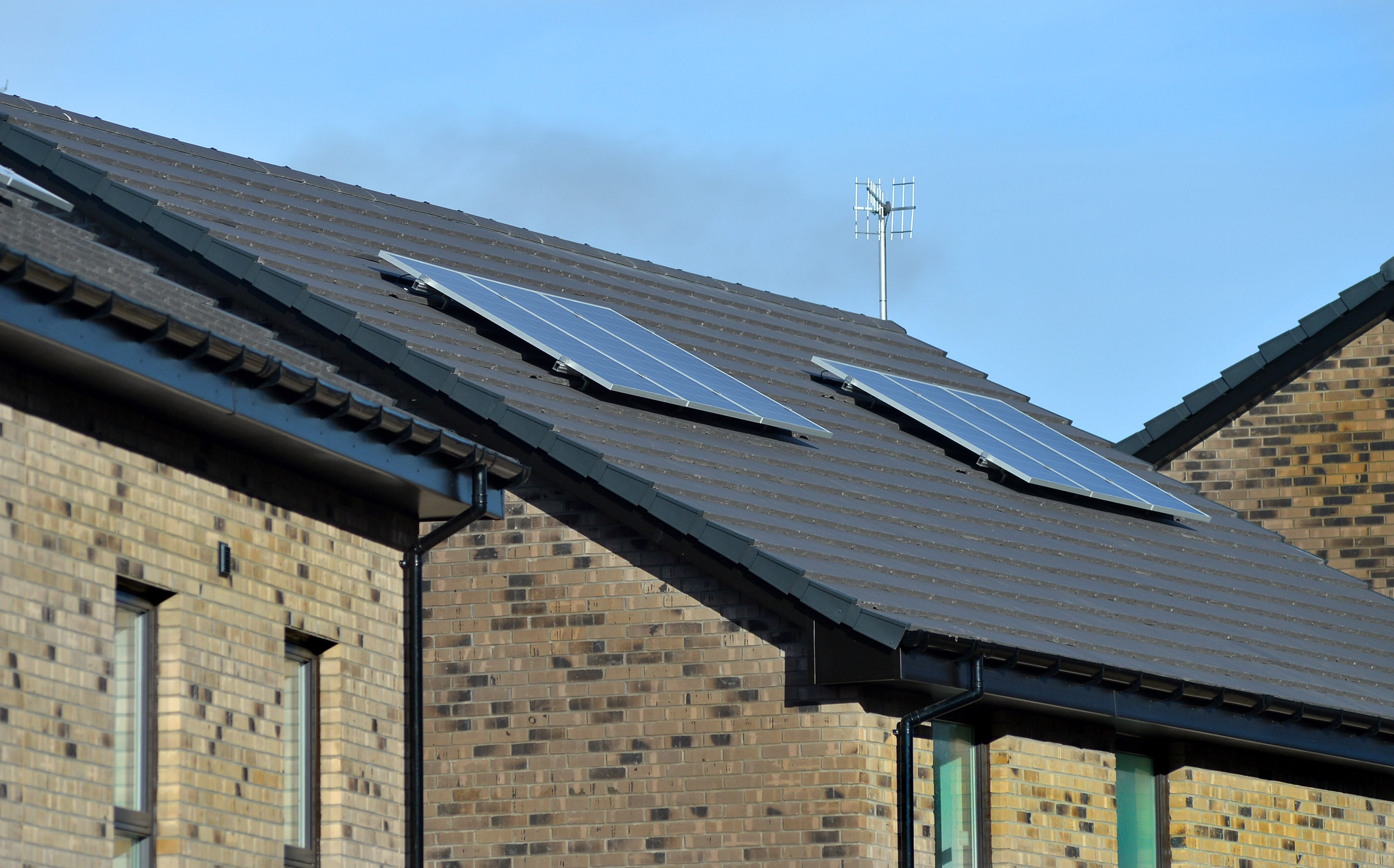 Solar panels on roof of new home