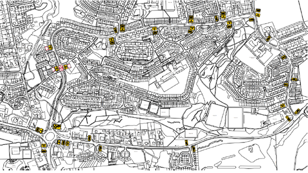 Map of Road Closure, Faifley, Auchinleck